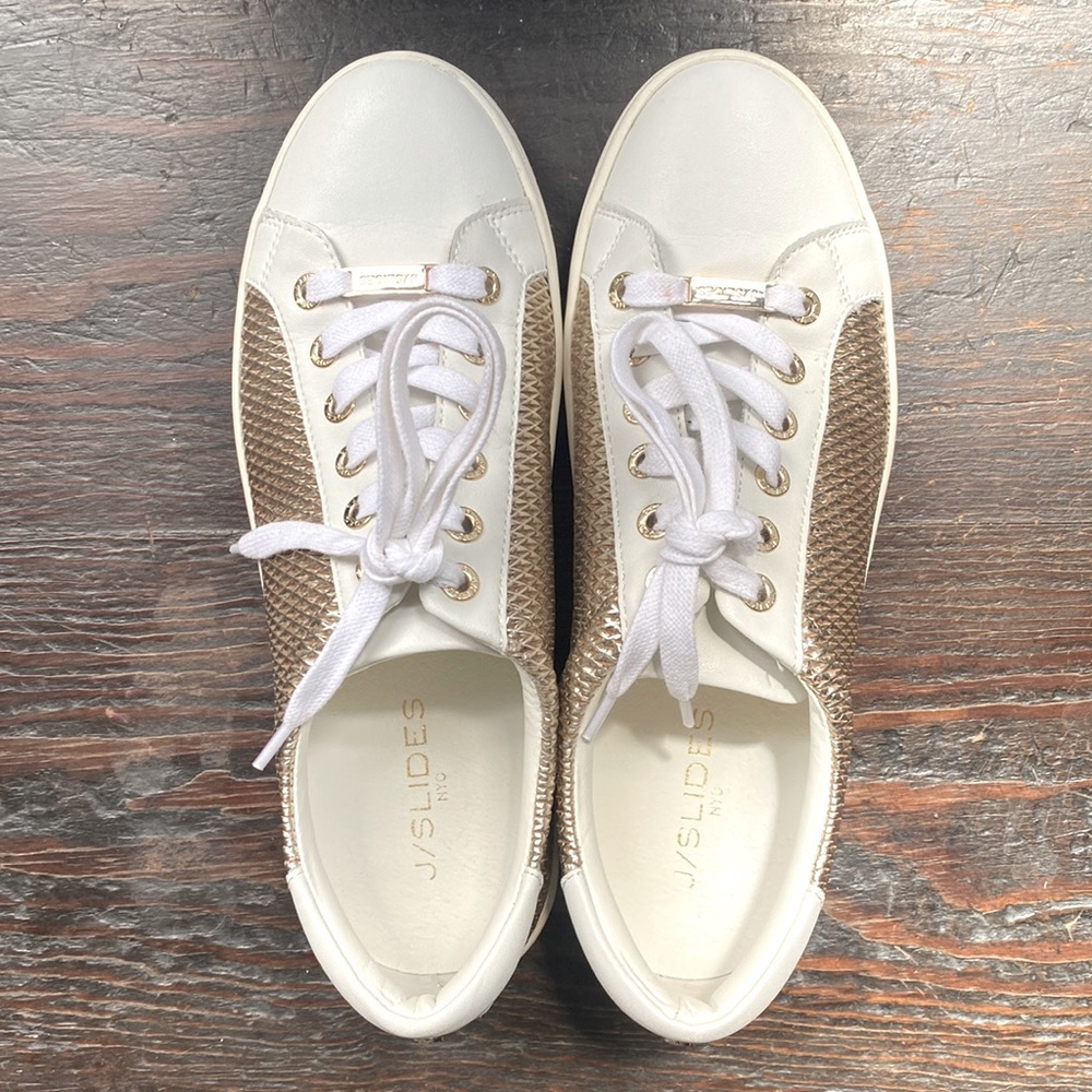 J/Slides White & Gold Sneakers